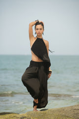 AMAL BACKLESS TOP - BLACK