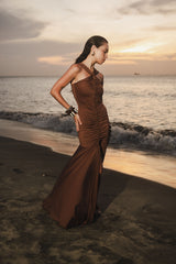 AYA DRESS - DEEP BROWN
