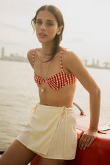 ICHI BIKINI TOP - CHERRY RED GINGHAM