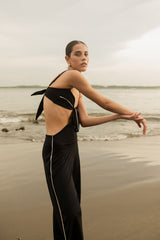 ULI BIKINI TOP - BLACK/IVORY