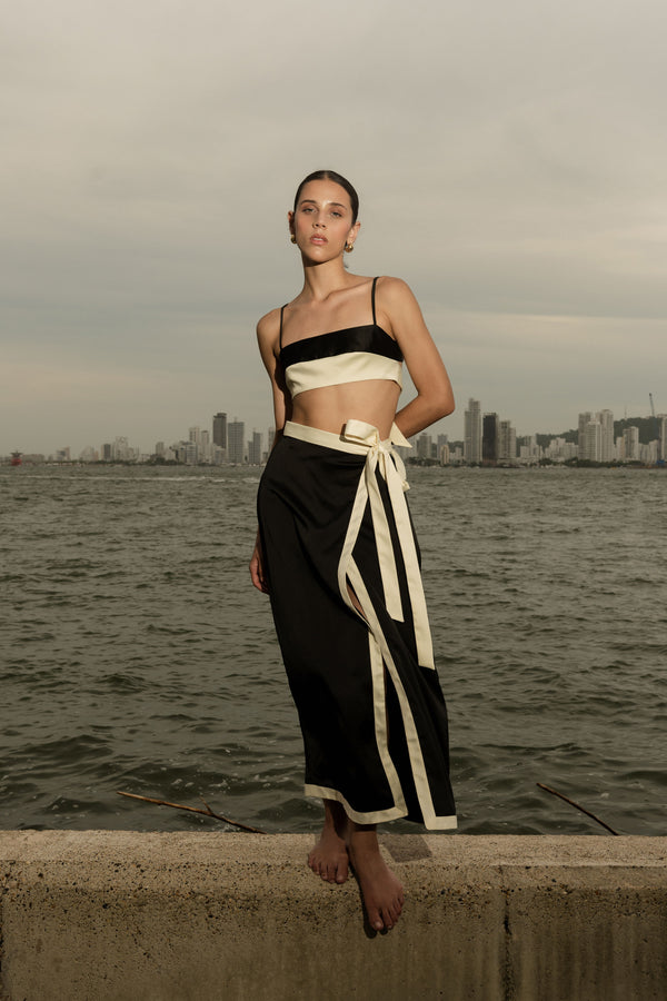 ANNA SKIRT - BLACK/IVORY