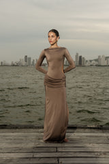DANIELLE DRESS - SILK TIE TAUPE