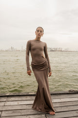 DANIELLE DRESS - SILK TIE TAUPE
