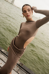 DANIELLE DRESS - SILK TIE TAUPE