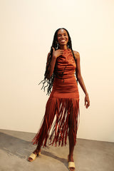 SER DEL MAR FRINGED SKIRT - COPPER