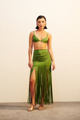 SER DEL MAR FRINGED SKIRT - ALGAE