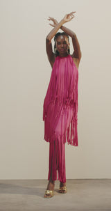 PRE-ORDER: PA'L BAILADOR FRINGED DRESS - PARADISE PINK