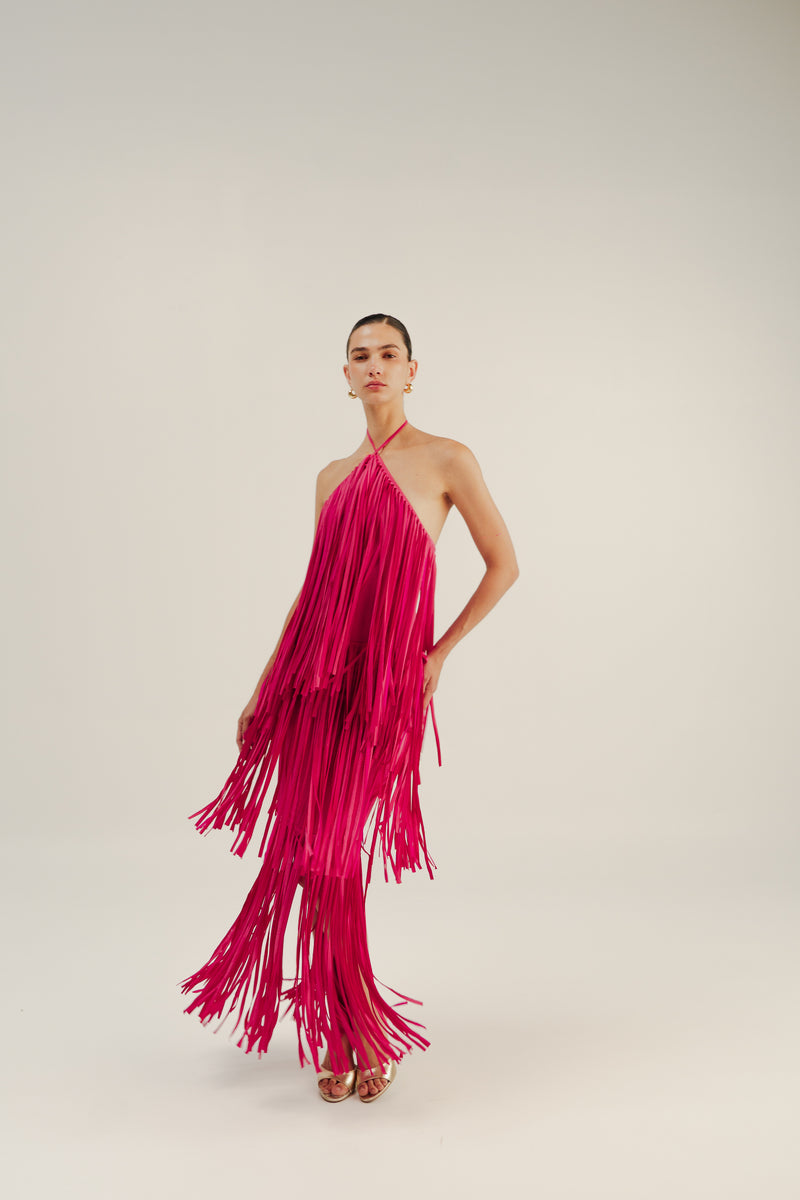 PA'L BAILADOR FRINGED DRESS - PARADISE PINK